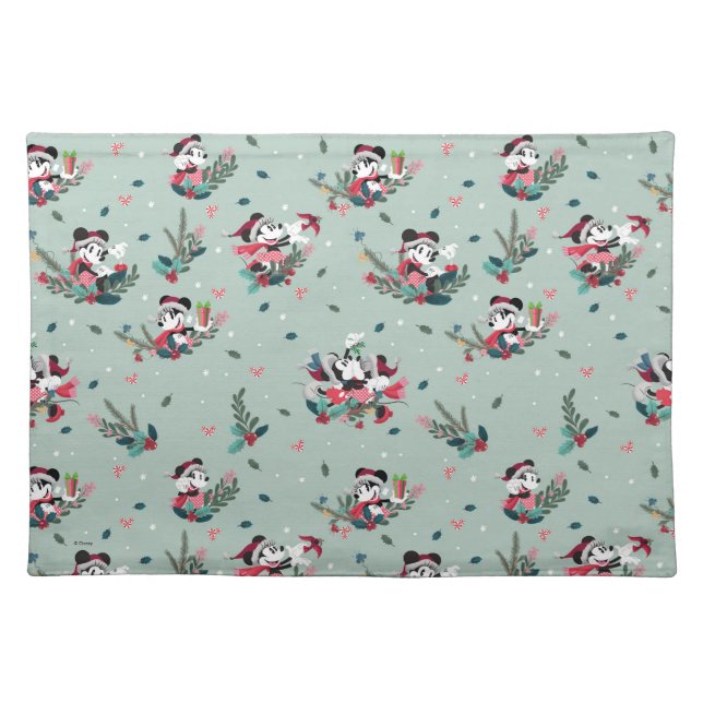 Mickey & Minnie | Holiday Kisses Pattern Cloth Placemat (Front)