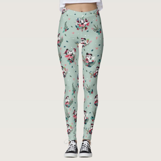 Mickey & Minnie | Holiday Kisses Pattern Leggings (Front)