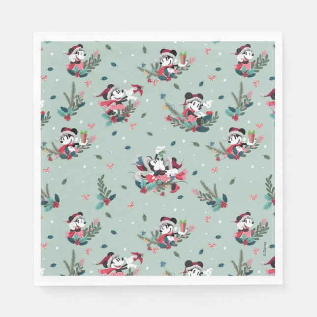 Mickey & Minnie | Holiday Kisses Pattern Napkins (Front)