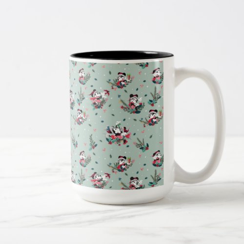 Mickey  Minnie  Holiday Kisses Pattern Two_Tone Coffee Mug