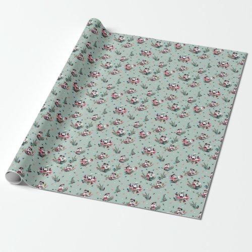 Mickey  Minnie  Holiday Kisses Pattern Wrapping Paper