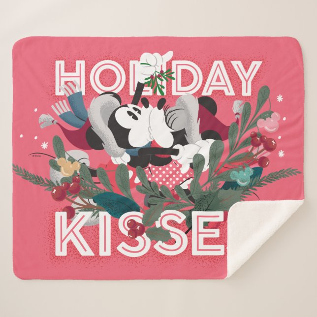 Mickey & Minnie | Holiday Kisses Sherpa Blanket (Front (Horizontal))