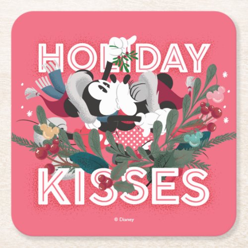 Mickey  Minnie  Holiday Kisses Square Paper Coaster