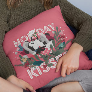 Mickey & Minnie Holiday Kisses Throw Pillow