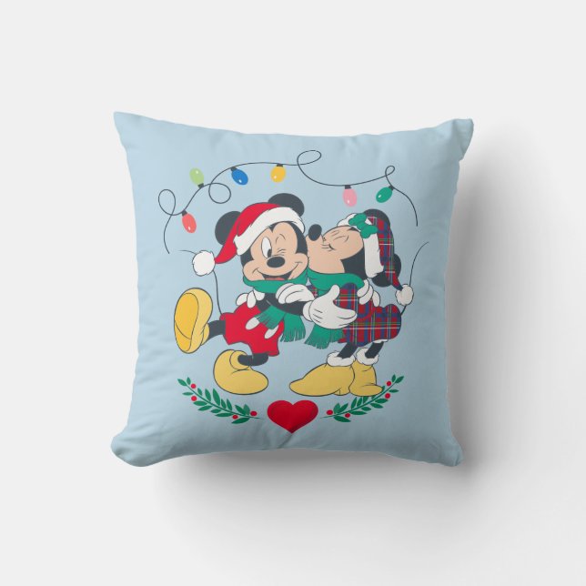 Mickey & Minnie | Holiday Kisses Throw Pillow (Front)