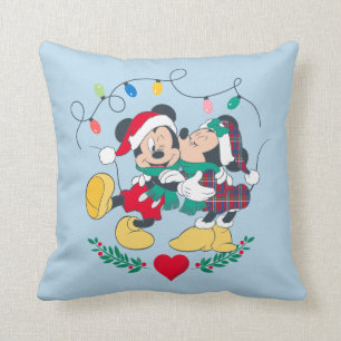Mickey & Minnie Holiday Kisses Throw Pillow