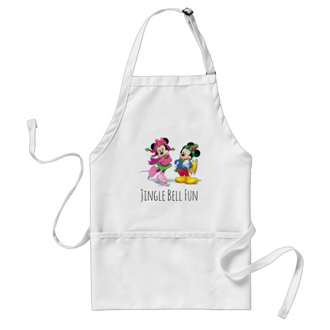 Mickey & Minnie Ice Skating Adult Apron (Front)