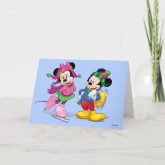 Mickey & Minnie Ice Skating Holiday Card