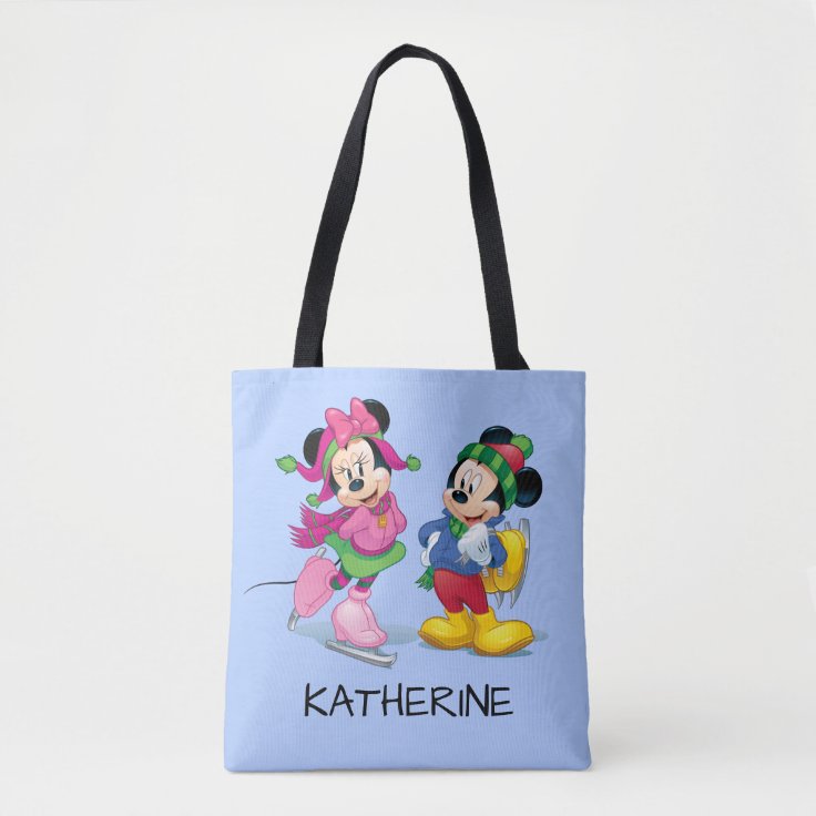 Mickey & Minnie Ice Skating Tote Bag Zazzle