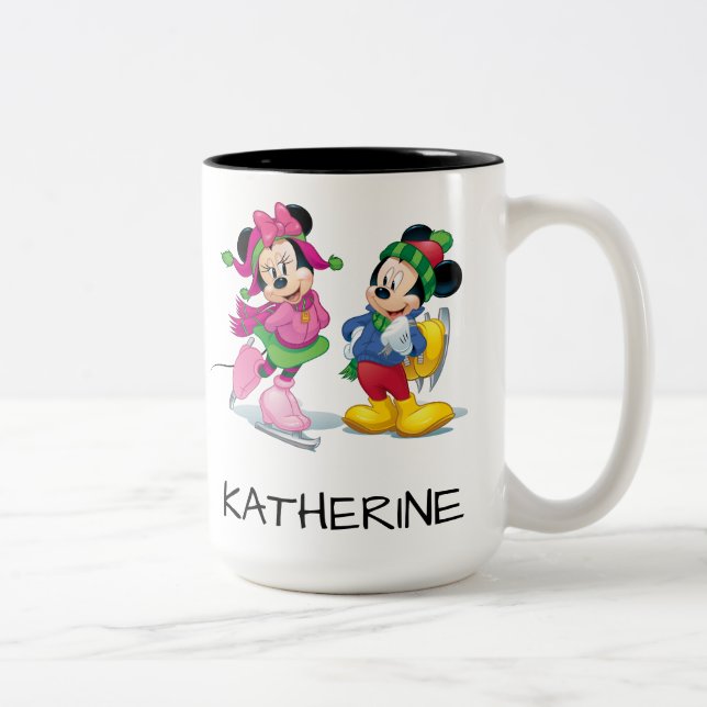 Mickey & Minnie Ice Skating Two-Tone Coffee Mug (Right)