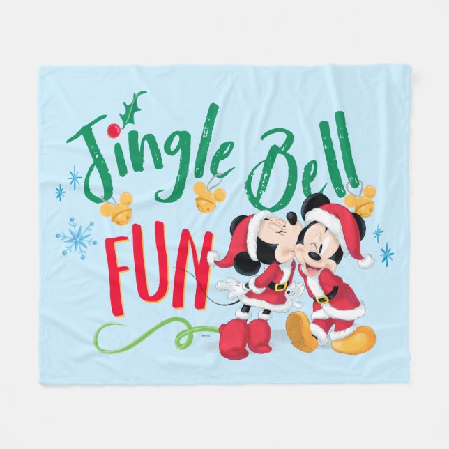Mickey & Minnie | Jingle Bell Fun Fleece Blanket (Front (Horizontal))