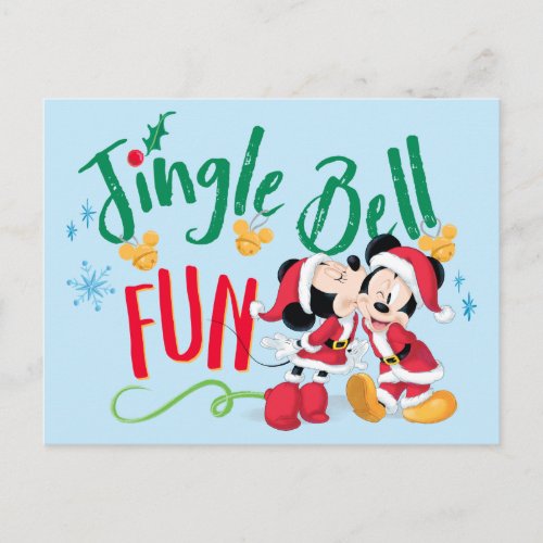 Mickey  Minnie  Jingle Bell Fun Postcard