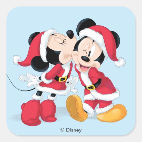 Mickey  Minnie  Jingle Bell Fun Square Sticker