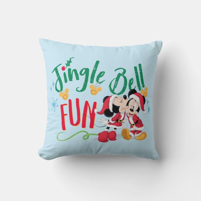 Mickey & Minnie | Jingle Bell Fun Throw Pillow (Front)