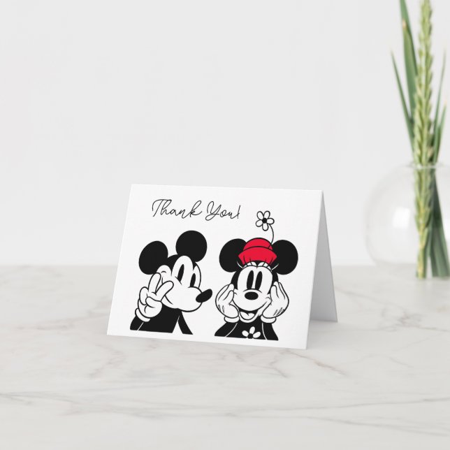 Mickey & Minnie | Join Kids Birthday Thank You Card (Front)
