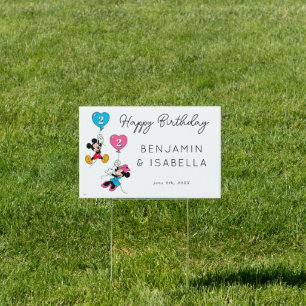Mickey & Minnie Joint Kids Birthday Sign