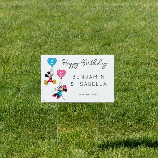 Mickey & Minnie | Joint Kids Birthday Sign (Insitu)