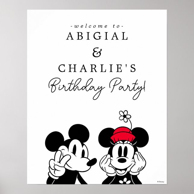 Mickey & Minnie Kids Joint Birthday Welcome Poster (Front)