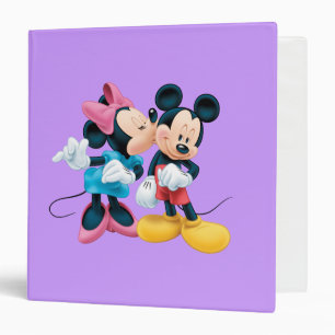 Mickey & Minnie Kiss on Cheek 3 Ring Binder
