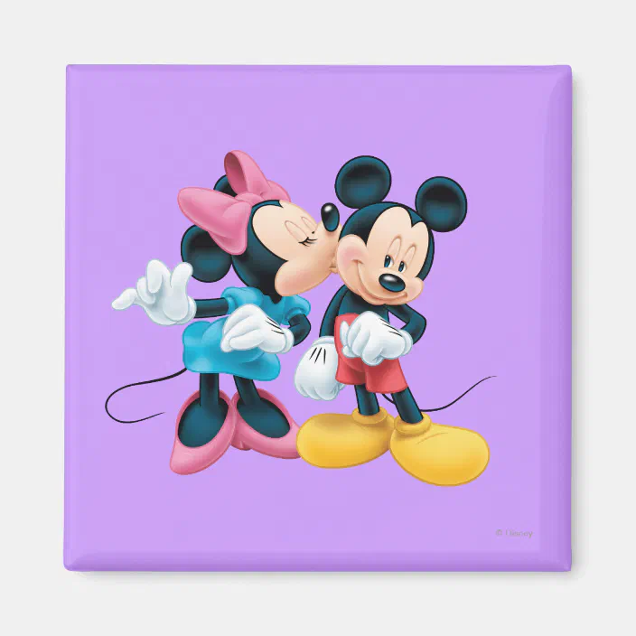 Disney Parks Mickey Minnie Mouse Kiss Heart Magnetic Photo Frame Kissing NEW 
