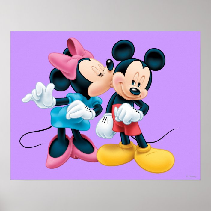 Mickey And Minnie Kiss On Cheek Poster 5752