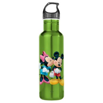 Mickey & Minnie | Kiss On Cheek Stainless Steel Water Bottle by MickeyAndFriends at Zazzle