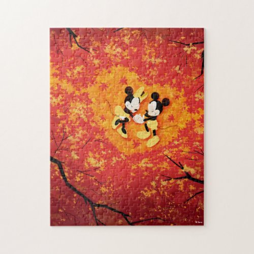 Mickey  Minnie Love Fall Jigsaw Puzzle