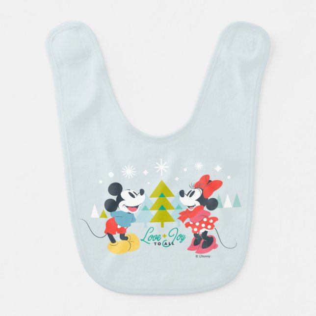Mickey & Minnie |  Love & Joy To All Baby Bib (Front)