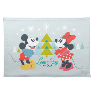 Mickey & Minnie    Love & Joy To All Cloth Placemat