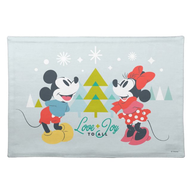Mickey & Minnie |  Love & Joy To All Cloth Placemat (Front)