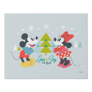 Mickey & Minnie    Love & Joy To All Faux Canvas Print