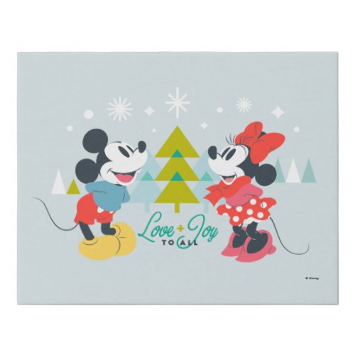 Mickey  Minnie   Love  Joy To All Faux Canvas Print
