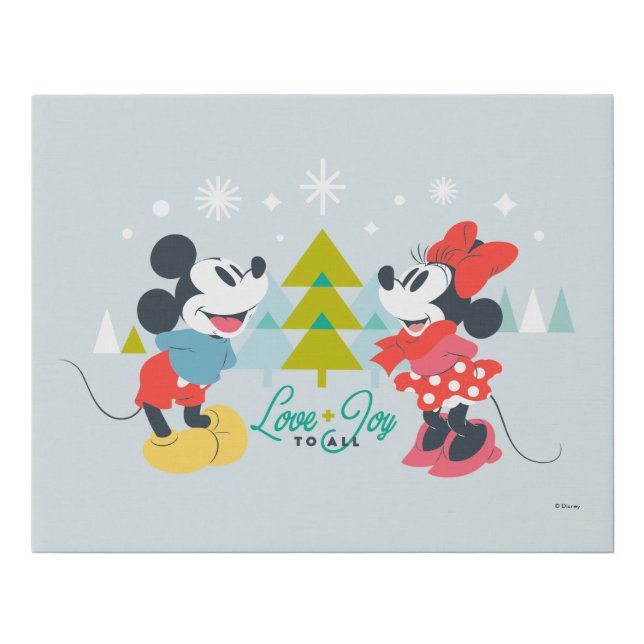 Mickey & Minnie |  Love & Joy To All Faux Canvas Print (Front)
