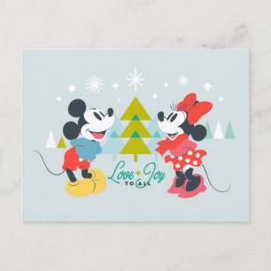 Mickey & Minnie Love & Joy To All Postcard