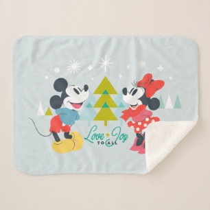 Mickey & Minnie    Love & Joy To All Sherpa Blanket