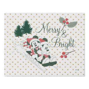 Mickey & Minnie   Merry & Bright Faux Canvas Print