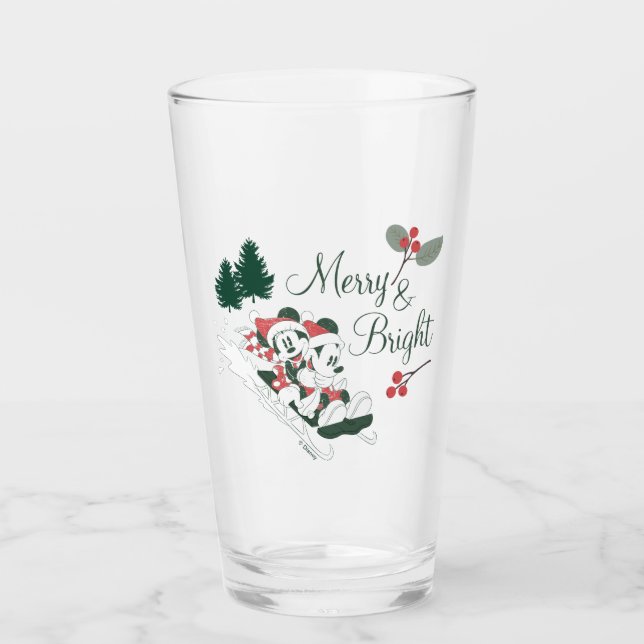 Mickey & Minnie | Merry & Bright Glass (Front)