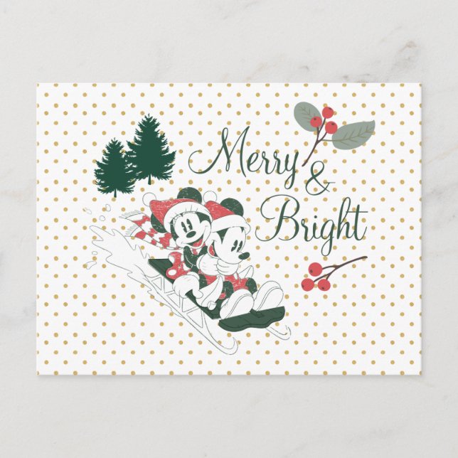 Mickey & Minnie | Merry & Bright Postcard (Front)