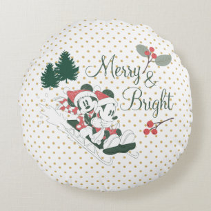 Mickey & Minnie Merry & Bright Round Pillow