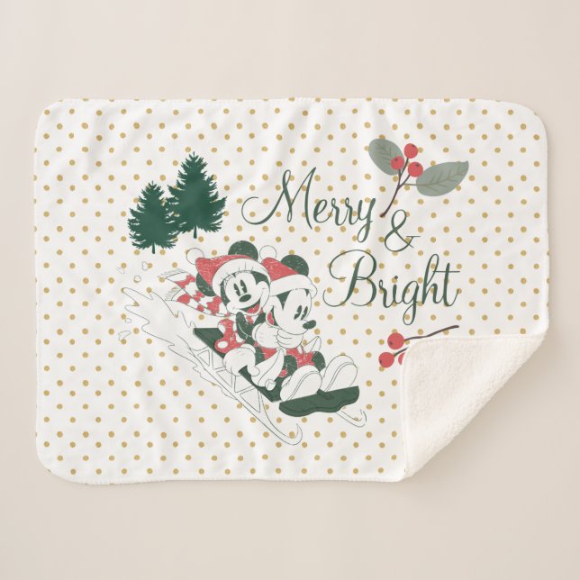 Mickey & Minnie | Merry & Bright Sherpa Blanket (Front (Horizontal))
