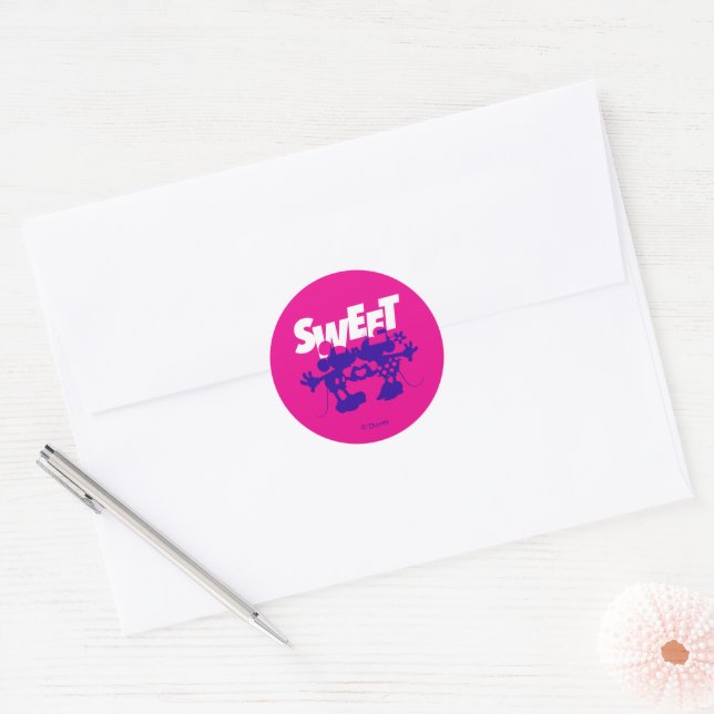 Mickey & Minnie Mouse| Sweet! Valentine's Day Classic Round Sticker (Envelope)