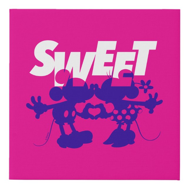 Mickey & Minnie Mouse| Sweet! Valentine's Day Faux Canvas Print (Front)