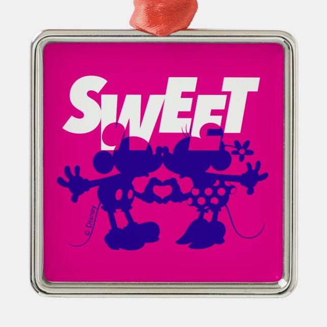 Mickey & Minnie Mouse| Sweet! Valentine's Day Metal Ornament (Front)