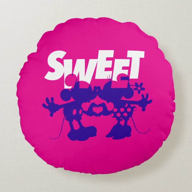 Mickey & Minnie Mouse| Sweet! Valentine's Day Round Pillow (Front)