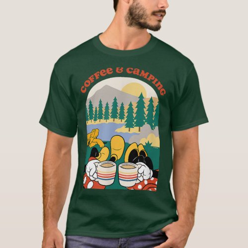 Mickey  Minnie MouseCoffee  Camping  T_Shirt