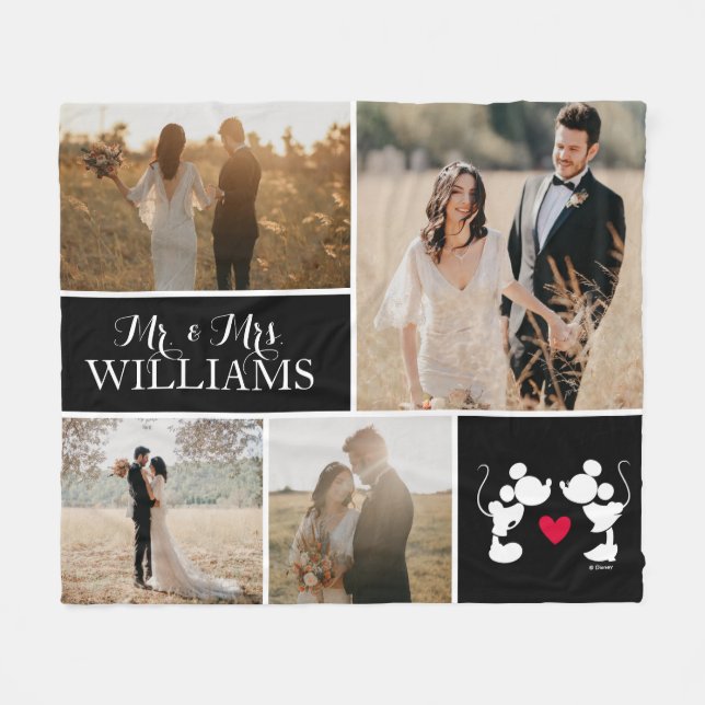 Mickey &  Minnie Mr. & Mrs. Wedding Photo Collage Fleece Blanket (Front (Horizontal))