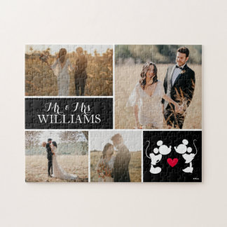 Mickey &  Minnie Mr. & Mrs. Wedding Photo Collage Jigsaw Puzzle