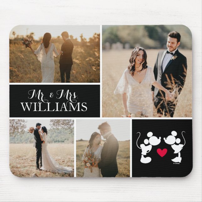 Mickey &  Minnie Mr. & Mrs. Wedding Photo Collage Mouse Pad (Front)