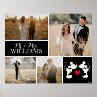 Mickey &  Minnie Mr. & Mrs. Wedding Photo Collage Poster