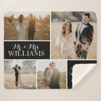Mickey &  Minnie Mr. & Mrs. Wedding Photo Collage Sherpa Blanket
